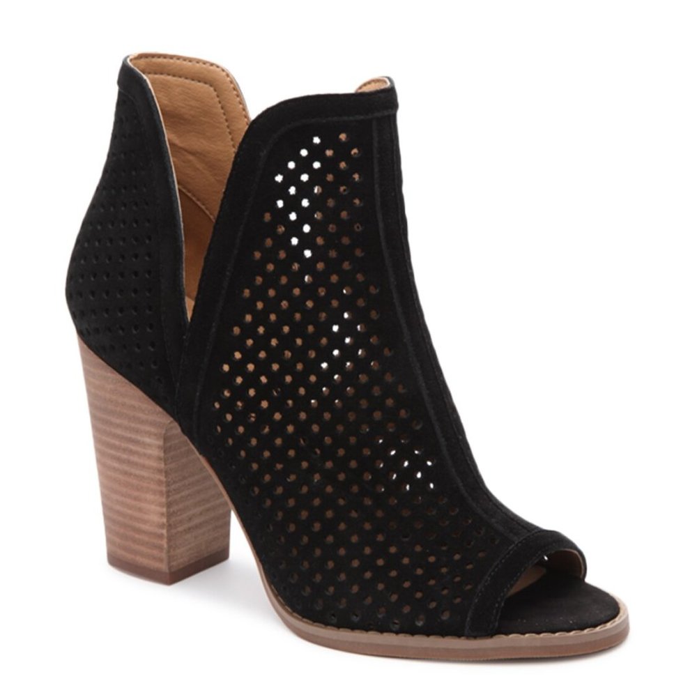 Lucky Brand Black Perforated Ankle Booties